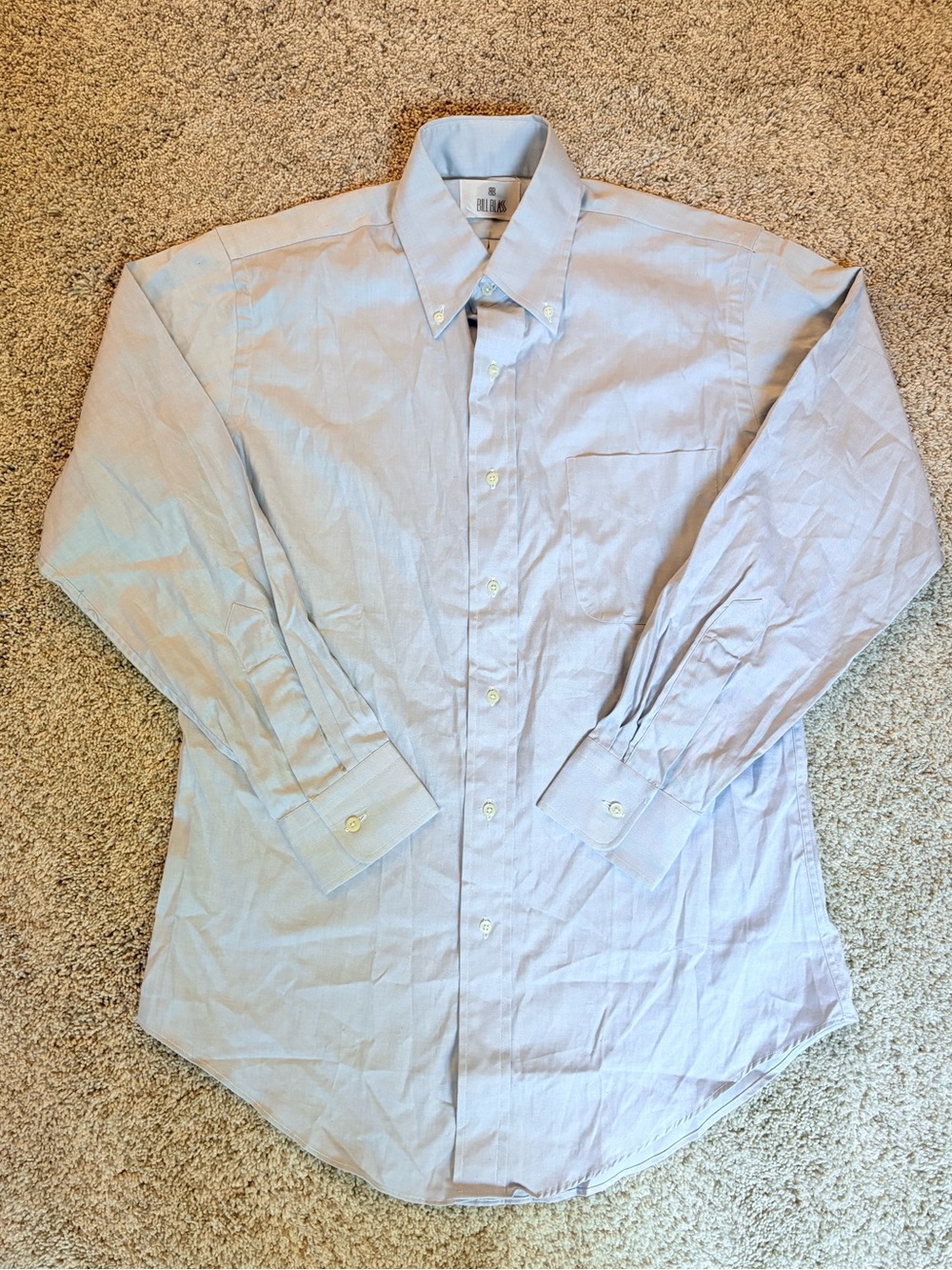 Bill Blass Cotton Oxford Weave Button Down Shirt in Pale Blue, 15/32